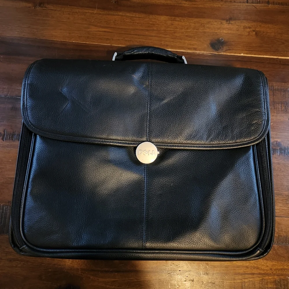 Dell Laptop Bag Black Leather Case